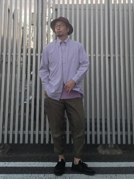 「アイテム（パープル系）」を使った、ひこたさん（メンズ・179cm）の秋コーディネート