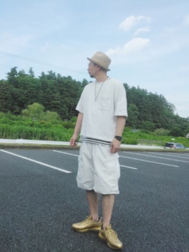 「アイテム（帽子）」を使った、ひこたさん（メンズ・179cm）の夏コーディネート