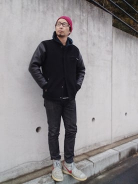 「スタジャン」｜ひこたさん（メンズ・179cm）の冬コーディネート