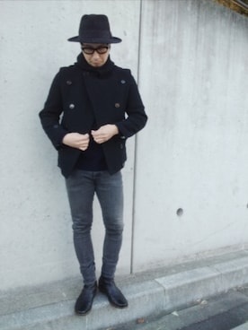 「ワントーンコーデ」｜「アイテム（ジャケット/アウター）」を使った、ひこたさん（メンズ・179cm）の冬コーディネート