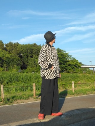 「VISION（ヴィジョン）の80sハイトップ レザー（スニーカー）」を使った、ひこたさん（メンズ・179cm）の夏コーディネート