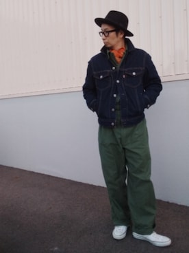 「アイテム（つなぎ/オールインワン）」を使った、ひこたさん（メンズ・179cm）の秋コーディネート