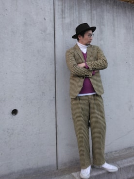 「アイテム（帽子）」を使った、ひこたさん（メンズ・179cm）の冬コーディネート