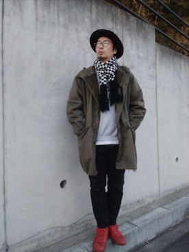 「VISION（ヴィジョン）のアイテム」を使った、ひこたさん（メンズ・179cm）の冬コーディネート