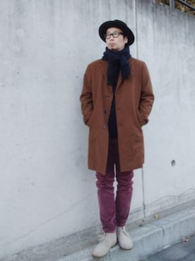 「Clarks（クラークス）のアイテム」を使った、ひこたさん（メンズ・179cm）の冬コーディネート