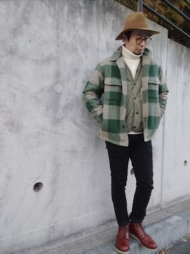 「アイテム（ノーカラージャケット）」を使った、ひこたさん（メンズ・179cm）の冬コーディネート