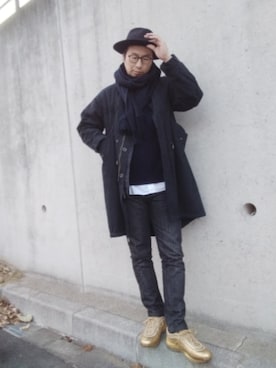 「アイテム（帽子）」を使った、ひこたさん（メンズ・179cm・40代）の冬コーディネート