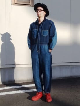 「アイテム（オールインワン・サロペット）」を使った、ひこたさん（メンズ・179cm）の秋コーディネート
