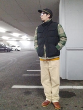 「アイテム（ダウンベスト）」を使った、ひこたさん（メンズ・179cm・40代）の冬コーディネート