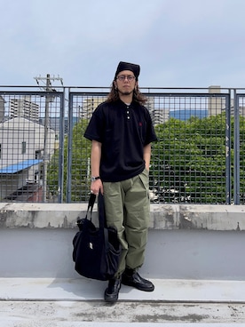 「ポロシャツコーデ」｜「アイテム（帽子）」を使った、KENTA SARUさん（メンズ・182cm）の夏コーディネート