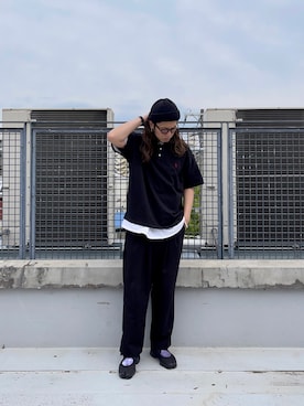 「ポロシャツコーデ」｜「アイテム（帽子）」を使った、KENTA SARUさん（メンズ・182cm）の春コーディネート
