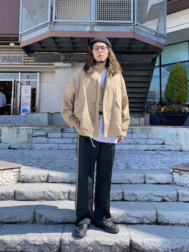 「CPCM」｜「アイテム（モッズコート）」を使った、KENTA SARUさん（メンズ・182cm）の春コーディネート