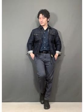 「リネンシャツ」｜「アイテム（ジャケット/アウター）」を使った、Hamakeiさん（メンズ・167cm）の春コーディネート