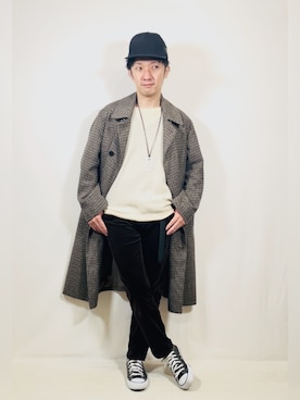 「アイテム（ニット/セーター、ホワイト系）」を使った、Hamakeiさん（メンズ・167cm）の冬コーディネート