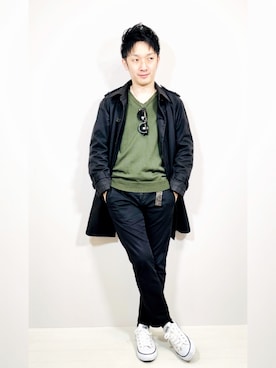 「Paul Smith（ポールスミス）のアイテム（トレンチコート）」を使った、Hamakeiさん（メンズ・167cm）の春コーディネート