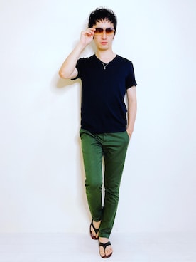 「メゾンマルジェラ」｜「アイテム（スラックス）」を使った、Hamakeiさん（メンズ・167cm）の夏コーディネート