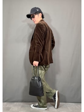 「アイテム（チノパンツ）」を使った、Hamakeiさん（メンズ・167cm）の秋コーディネート