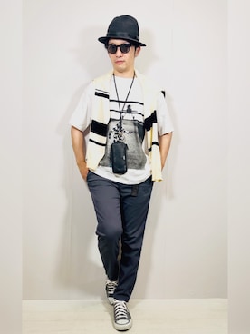 「Daniel & Bob（ダニエル&ボブ）のアイテム（バッグ）」を使った、Hamakeiさん（メンズ・167cm）の夏コーディネート