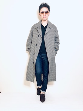 「大人カジュアルコーデ」｜「アイテム（ステンカラーコート）」を使った、Hamakeiさん（メンズ・167cm）の秋コーディネート