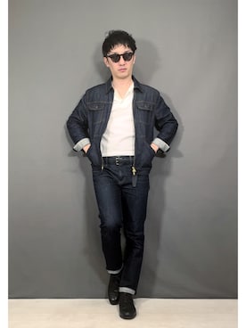 「ドレスシューズ」｜「アイテム（デニムジャケット）」を使った、Hamakeiさん（メンズ・167cm）の春コーディネート