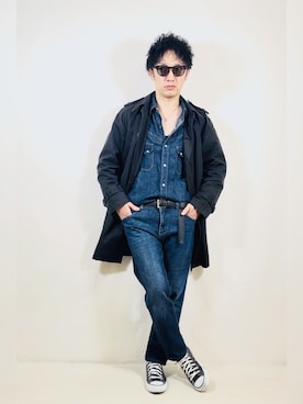 「Paul Smith（ポールスミス）のアイテム（トレンチコート）」を使った、Hamakeiさん（メンズ・167cm）の秋コーディネート