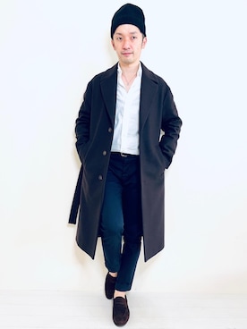 「Johnstons of Elgin（ジョンストンズオブエルガン）のアイテム（帽子）」を使った、Hamakeiさん（メンズ・167cm）の秋コーディネート