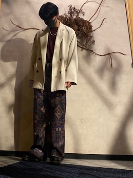 「epnok（エプノック）のアイテム（テーラードジャケット、ホワイト系）」を使った、flafla39さん（メンズ・178cm）の秋コーディネート