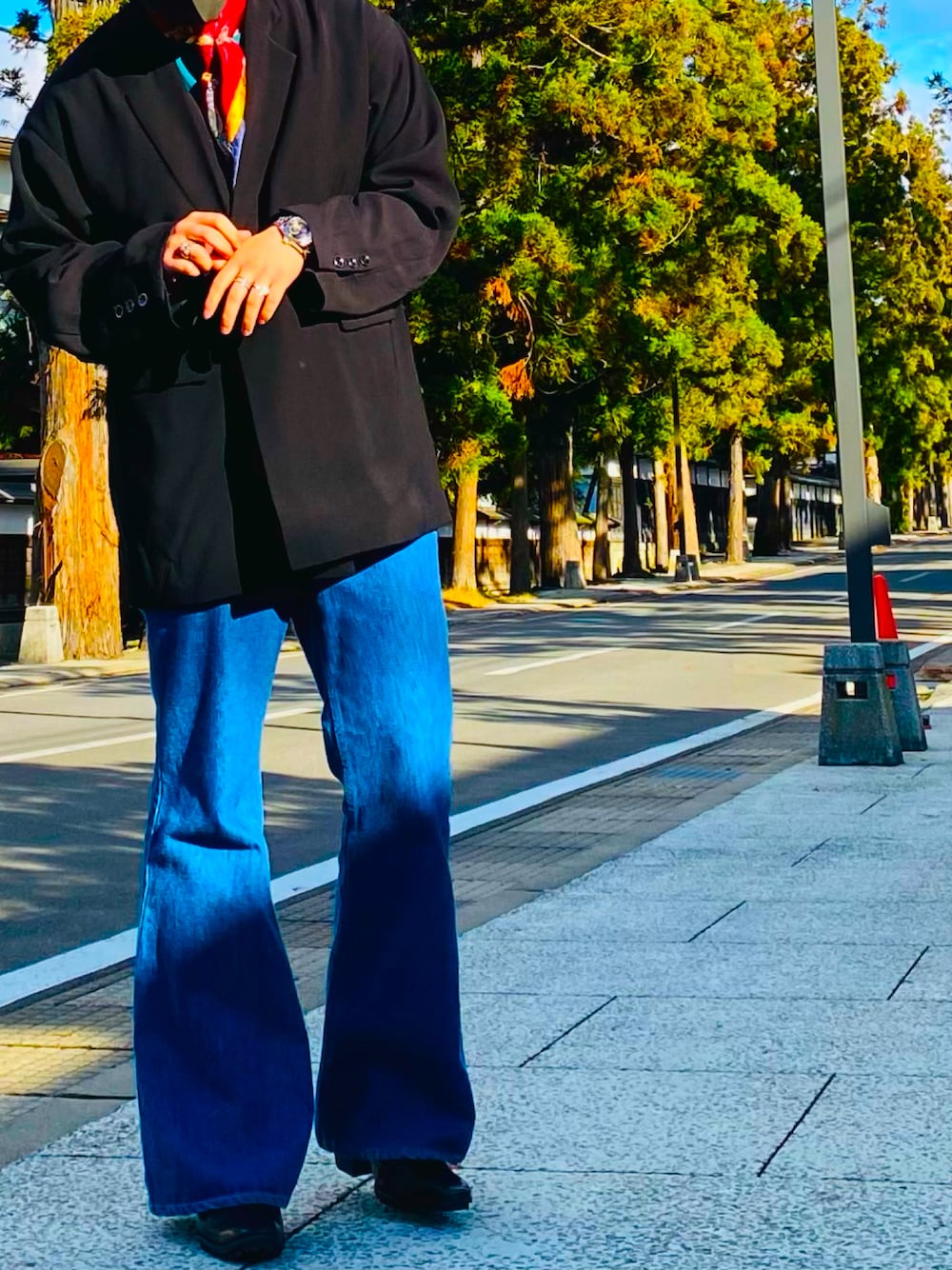 「リーバイス684、70's」｜「Levi'sのアイテム（デニムパンツ、ブルー系）」を使った、flafla39さん（メンズ・178cm）の冬コーディネートの1枚目の写真