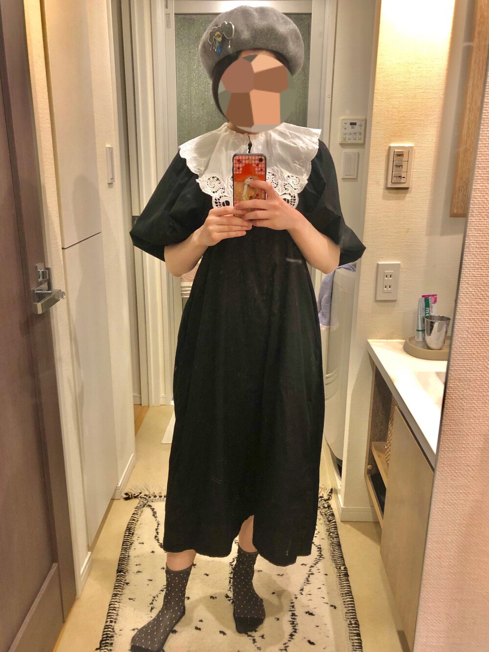 「Charles ChatonのCC エンブロイダリーカラー(付け襟)（付け襟、ホワイト系）」を使った、iamsionさん（レディース・158cm）の秋コーディネートの1枚目の写真