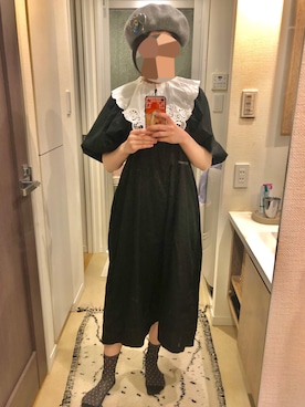 「MARC JACOBS（マークジェイコブス）のアイテム（ブローチ/コサージュ）」を使った、iamsionさん（レディース・158cm）の秋コーディネート