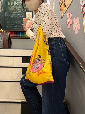 「FRUIT OF THE LOOM（フルーツオブザルーム）のアイテム（Tシャツ/カットソー、ホワイト系）」を使った、ぽぴさん（レディース・155cm）の春コーディネート