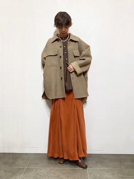 「秋トレンド2021」｜「アイテム（その他アウター）」を使った、おしみさん（レディース・159cm）の秋コーディネート