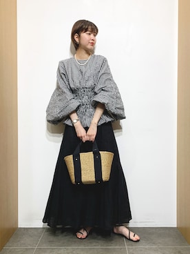 「カコバッグ」｜「アイテム（スカート）」を使った、おしみさん（レディース・159cm）の夏コーディネート