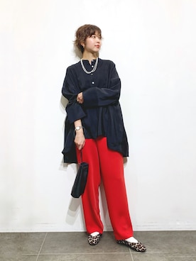 「URBAN RESEARCH（アーバンリサーチ）のアイテム（シャツ/ブラウス、ブラック系）」を使った、おしみさん（レディース・159cm）の夏コーディネート