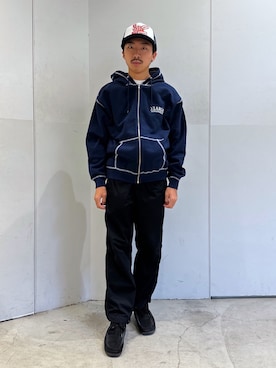 CONTRAST STITCH ZIP HOODED SWEATSHIRTを使った人気