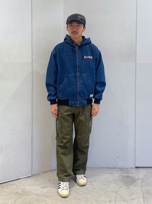早い者勝ち XLARGE HOODED DENIM WORK JACKET 程よい色落ち◎ 早い者勝ち XLARGE HOODED DENIM WORK JACKET 程よい色落ち◎ (X