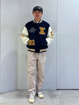 「XLARGE（エクストララージ）のアイテム（スタジャン）」を使った、下山　大成さん（メンズ・168cm）の冬コーディネート