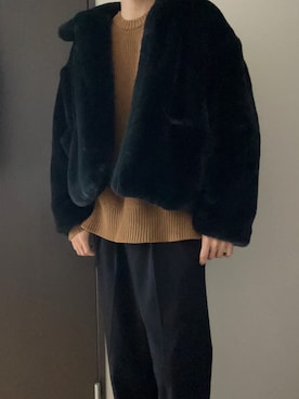 「服とコスメでなりたい自分に」｜「アイテム（ブルゾン）」を使った、光さん（メンズ・180cm）の冬コーディネート