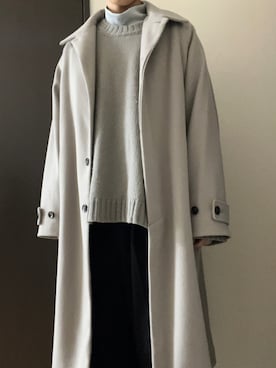 「服とコスメでなりたい自分に」｜「アイテム（ステンカラーコート）」を使った、光さん（メンズ・180cm）の冬コーディネート