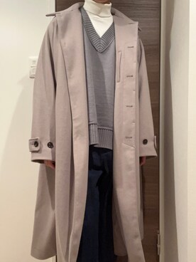 「SENSE OF PLACE by URBAN RESEAR」｜「アイテム（ステンカラーコート）」を使った、光さん（メンズ・180cm）の冬コーディネート