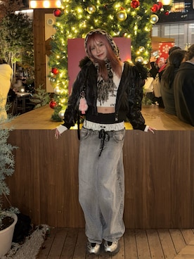 「アイテム（MA-1）」を使った、SAORIさん（レディース・164cm）の冬コーディネート