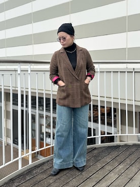 「Q（キュー）のマシュマロタートル（Tシャツ/カットソー）」を使った、𝑨𝒀𝑨𝑵𝑬さん（レディース・154cm）の秋コーディネート