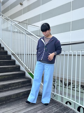 「Q（キュー）のアイテム（パンツ）」を使った、AYANEさん（レディース・154cm）の冬コーディネート