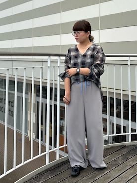 「Q（キュー）のアイテム（パンツ）」を使った、AYANEさん（レディース・155cm）の秋コーディネート