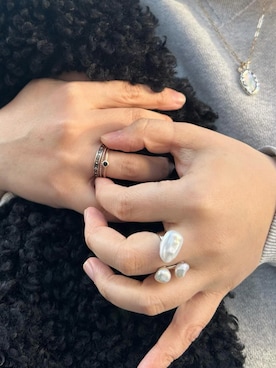 「アイテム（リング、ブルー系）」を使った、ageteさん（レディース・160cm）の冬コーディネート