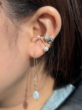 「アイテム（イヤーカフ）」を使った、ageteさん（レディース・160cm）の冬コーディネート