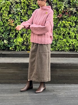 「NOMBRE IMPAIR（ノンブルアンペール）のアイテム（ニット/セーター）」を使った、uchiyama.さん（レディース・165cm）の秋コーディネート