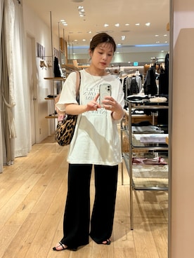 「SHENERY（シーナリー）のダブルクロスワイドパンツ（その他パンツ、ブラック系）」を使った、ABE_153cmさん（レディース・153cm）の春コーディネート