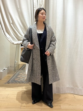 「コート」｜「アイテム（オールインワン・サロペット）」を使った、ABE_153cmさん（レディース・153cm）の秋コーディネート