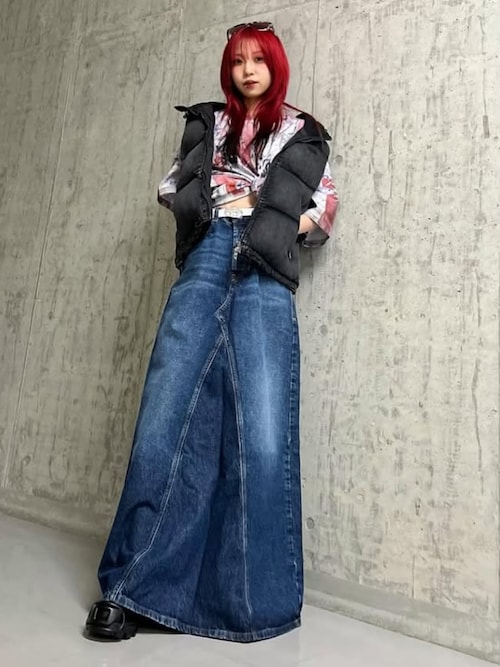 DIESEL ディーゼル デニム ロング スカート ボタン マキシ DIESEL（ディーゼル）の「レディース マキシ ロング スカート
